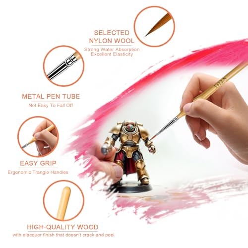 6Pcs Miniature Paint Brushes Set with Triangular Handles - for Acrylics, 6PCS