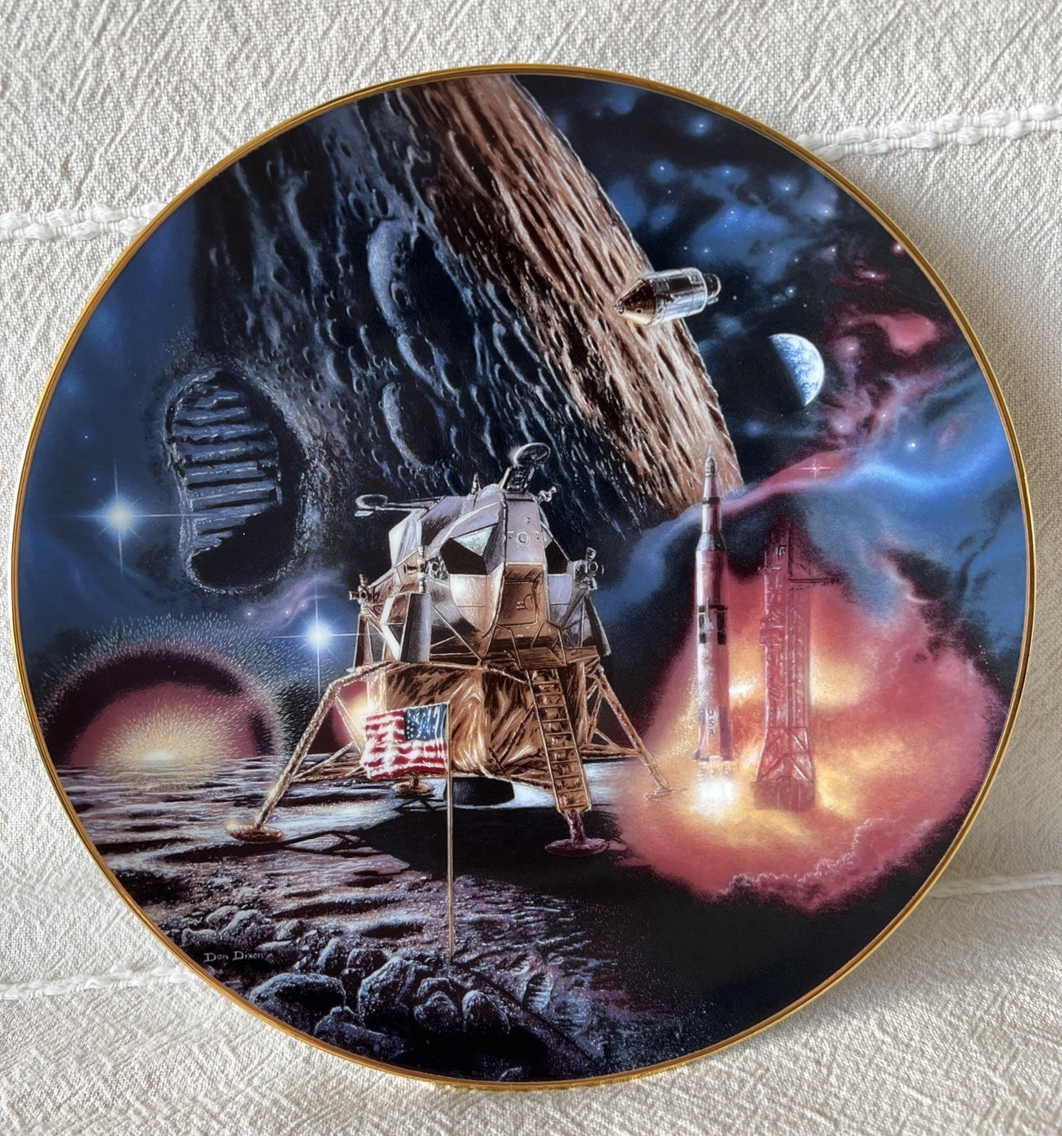 Milestones in Space Moon Landing Plate Hamilton Collection 1994 #3160A NASA