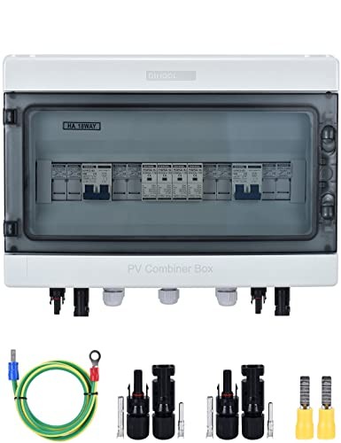 PV Solar Combiner Box with Lightning Surge Protector 4 String 2 Out 25 Amp
