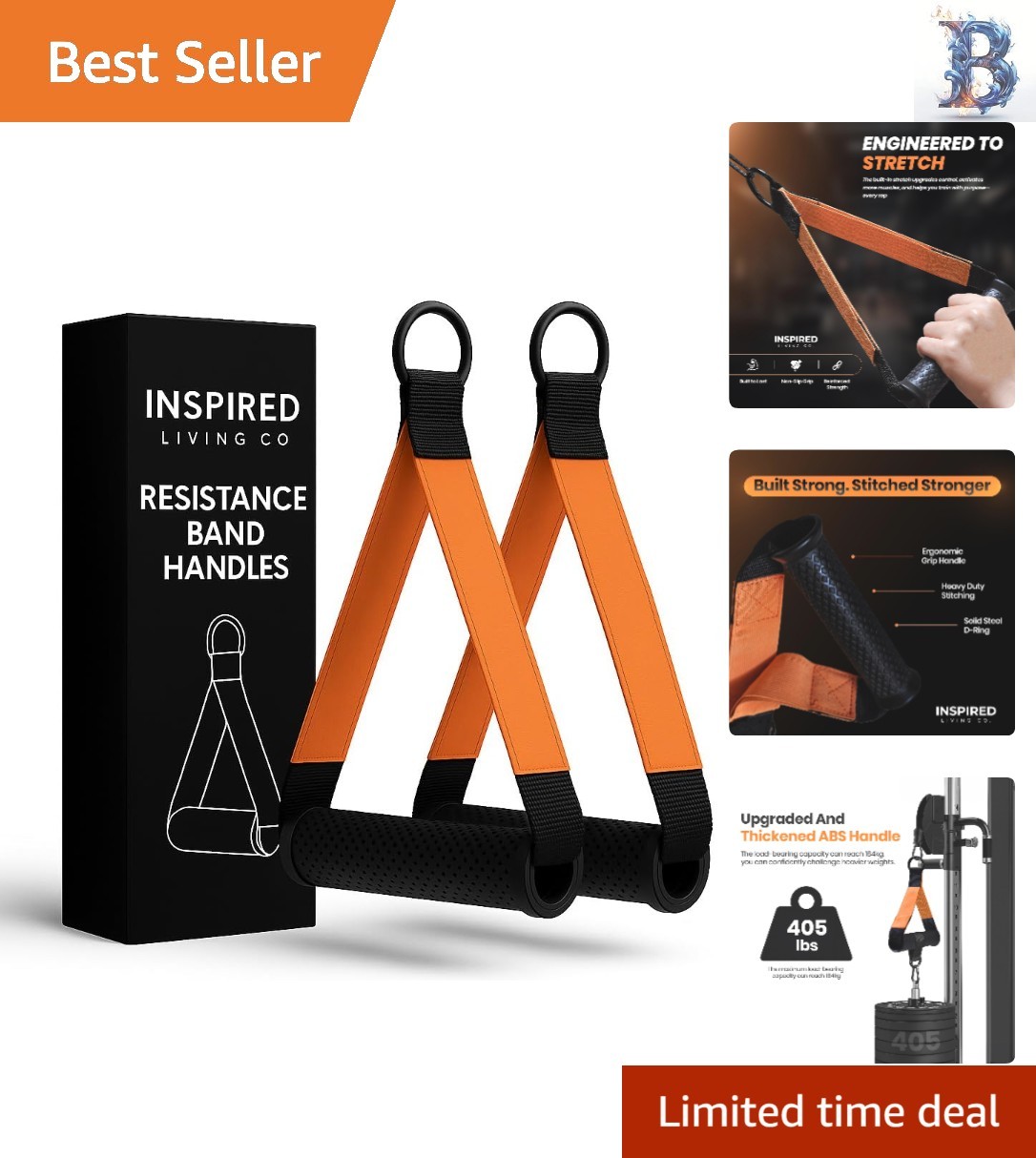 2-Pack  D Handle Cable Attachments – Heavy-Duty Gym Handles for Strength