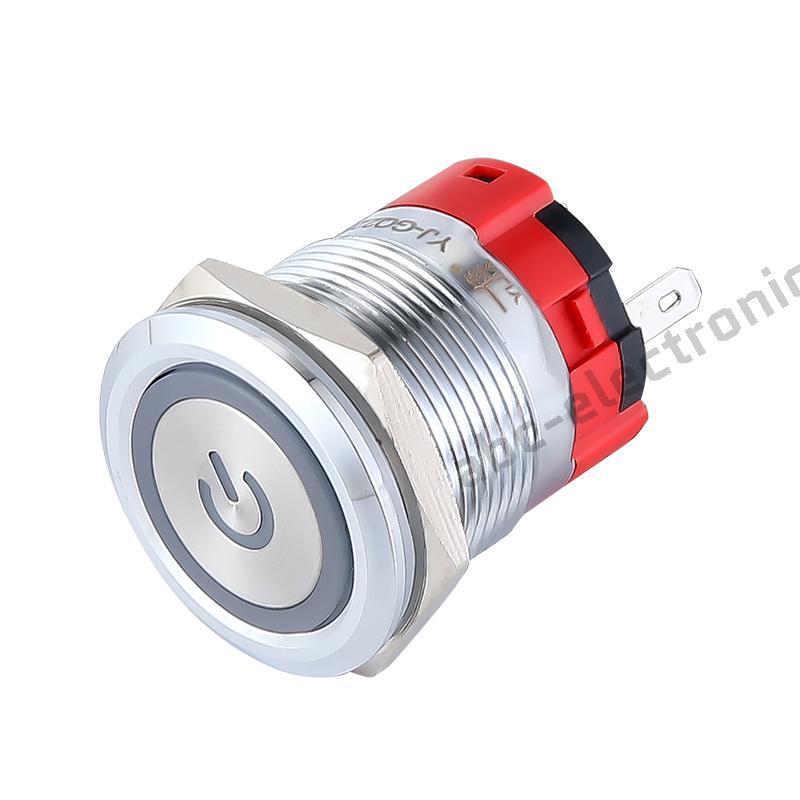 YJ-GQ22B Illuminated waterproof Maintained with cable switch 22mm metal button