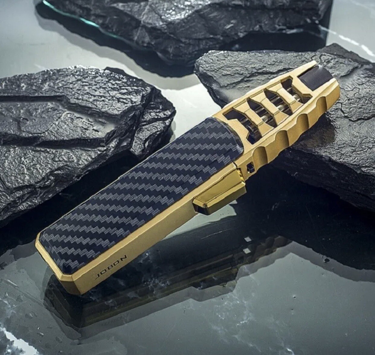 Windproof Straight Torch Blue Flame Lighter Refillable GOLD COLOR （USA seller ）
