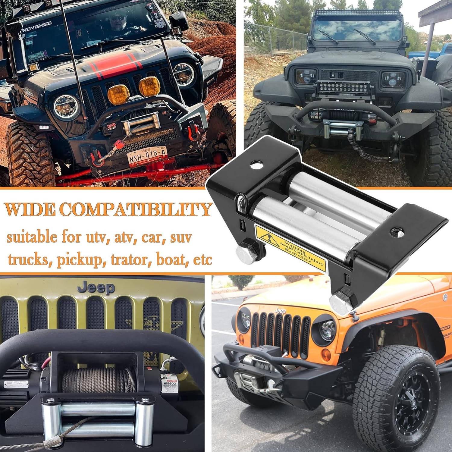 4-7/8" Winch Roller Fairlead ATV UTV Winches 4500Lbs Wire Cable Mount Accessory