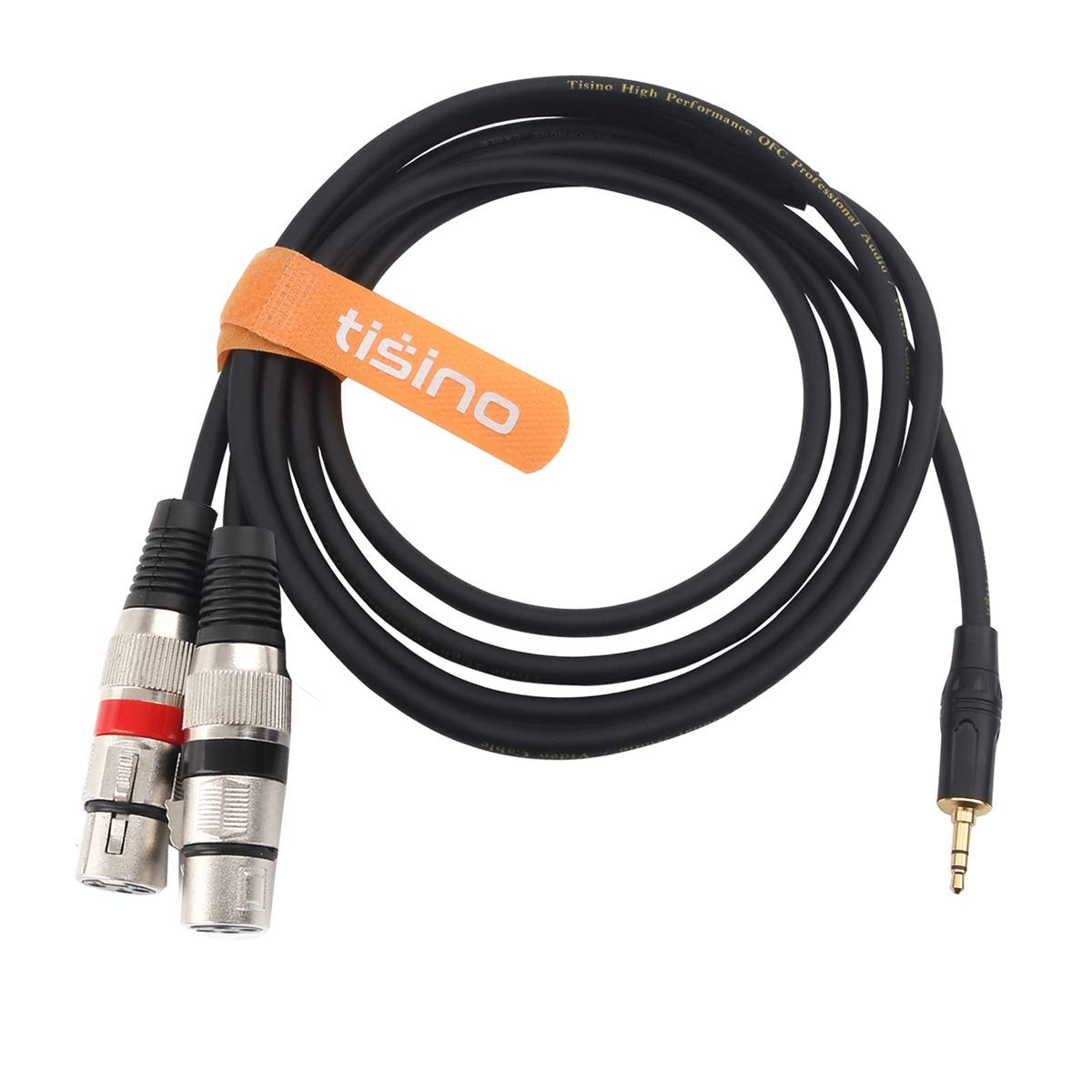 Tisino Dual XLR to 3.5mm Stereo Mic Cable, 2 Female 6.6 feet, Black