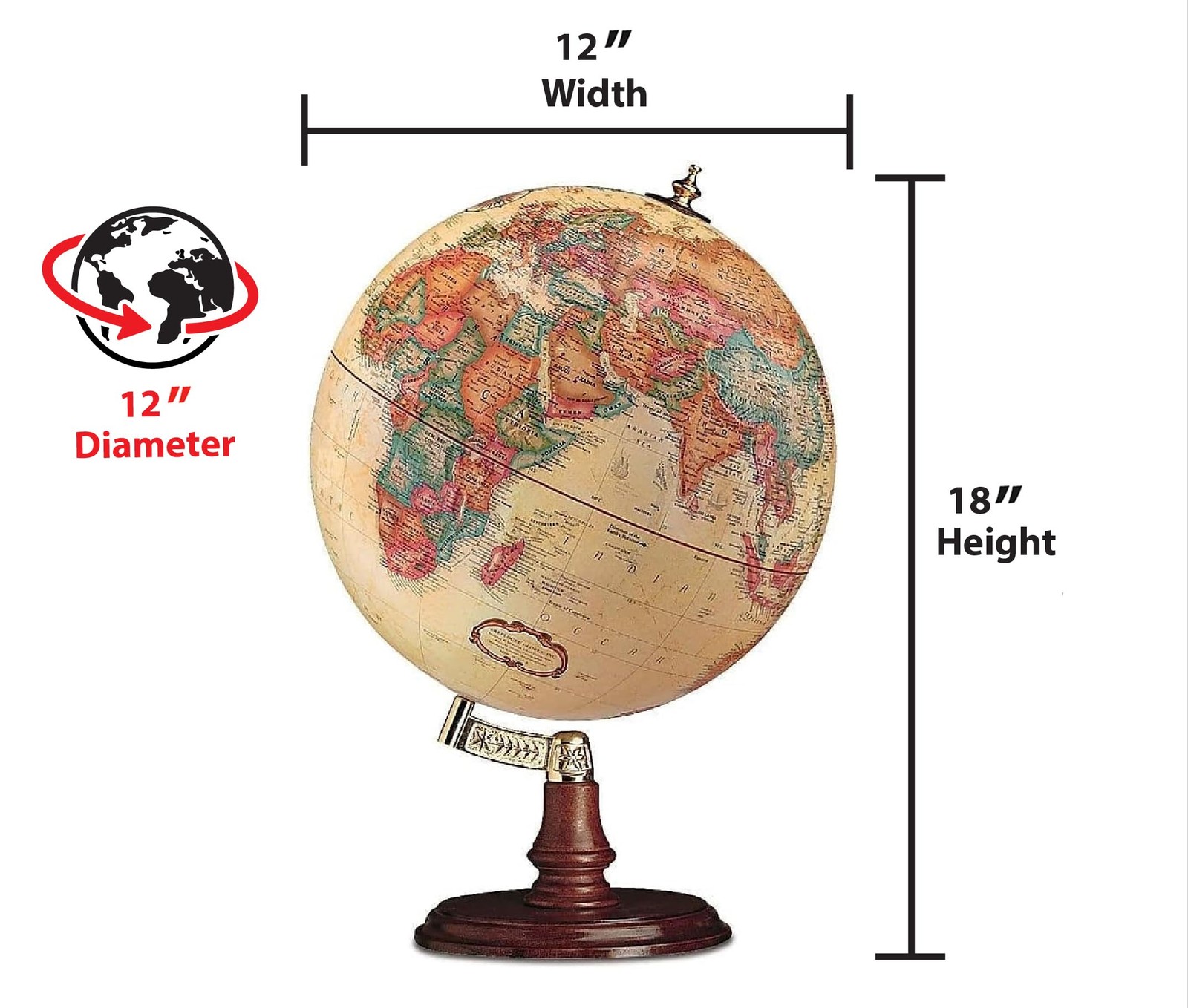 Replogle Globes Cranbrook Globe, Antique Ocean, 12-Inch Diameter