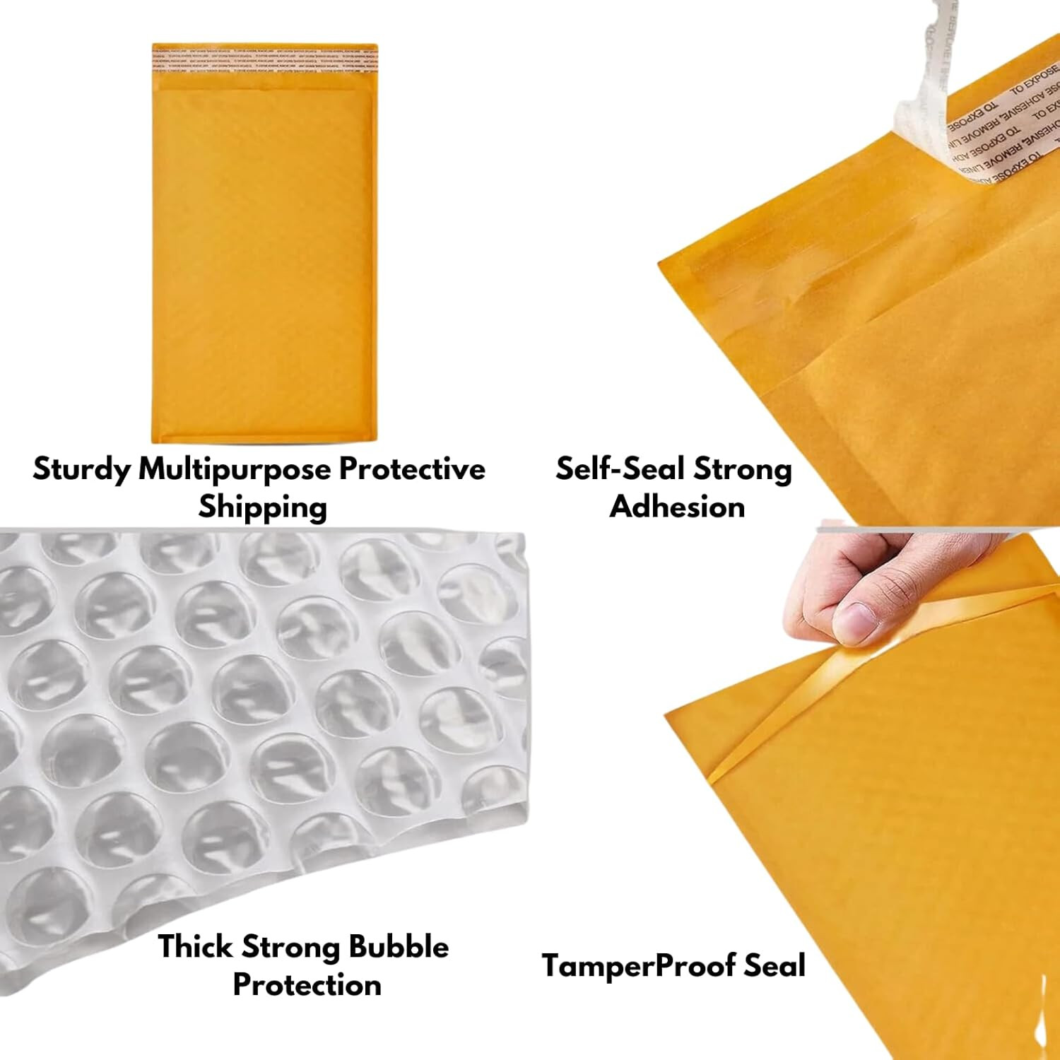 100 PC #4 9.5X14.5 Inches 100 Pack Inches Kraft Bubble Mailers Yellow Shipping P