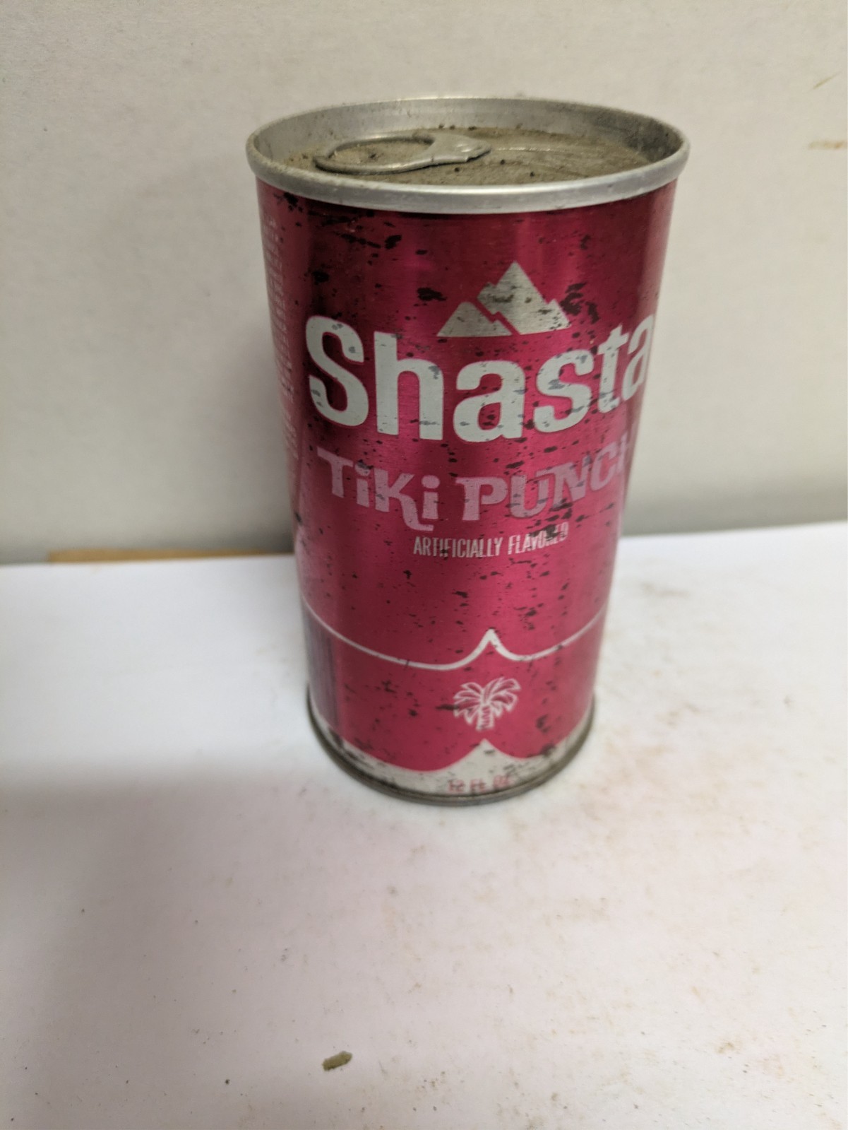 12oz Shasta Tiki Punch empty unopened soda can, Hayward, California
