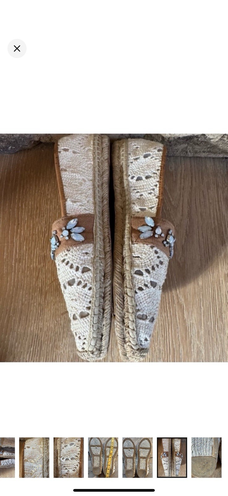 TORY BURCH GORGEOUS Flat Espadrille Sz 10 Crochet Embellished PriceFirm