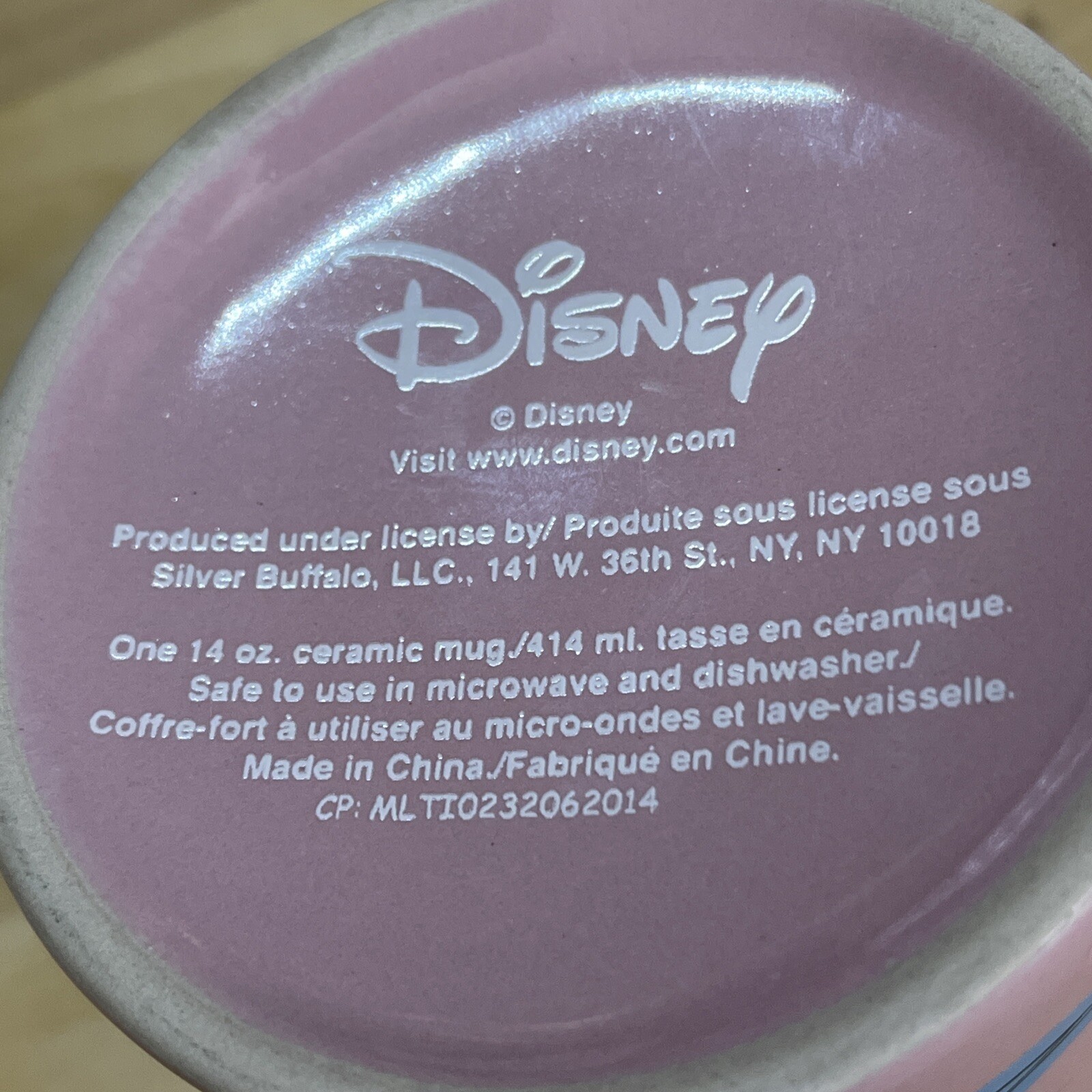 Retro Disney Tinkerbell Coffee Cup "Tink" 14 Oz Pink Blue Ceramic Mug 80's