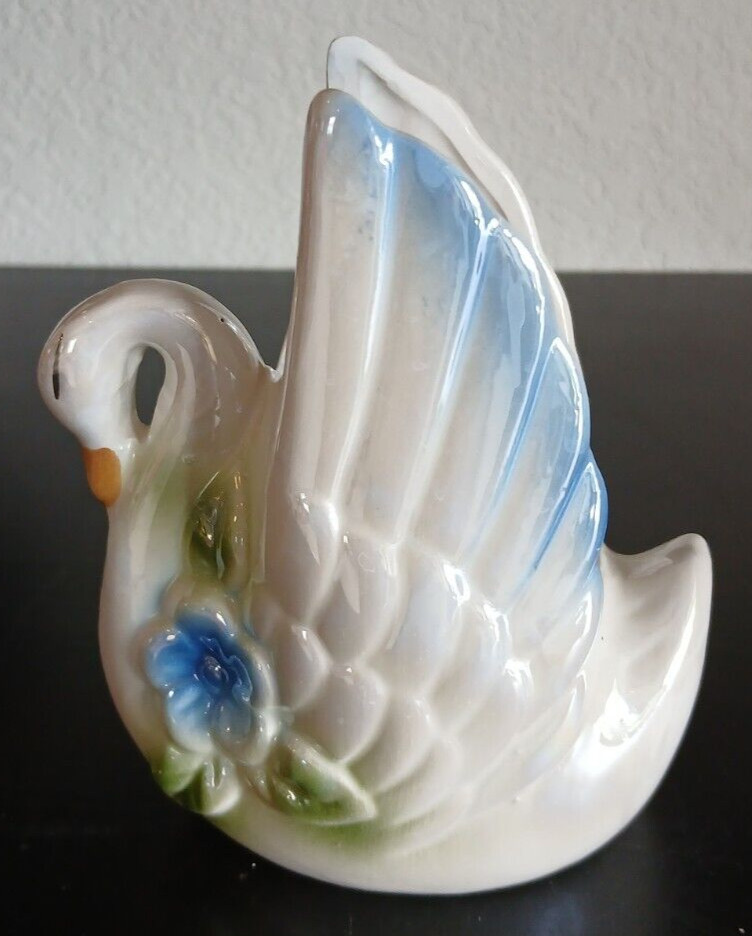 Ceramic Swan Planter 5.5" Tall Vintage
