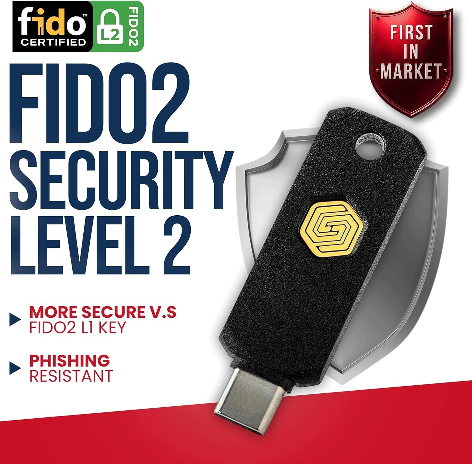GoTrust Idem Key C, NFC and FIDO2 L2 Certified Security Key, USB-C, Multi-Pro...