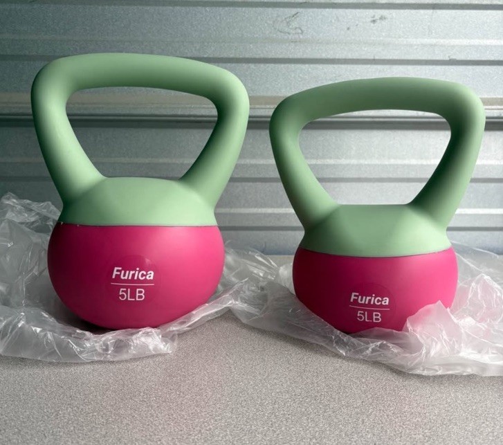 Furica Rose Red Soft Kettlebell 5 lbs - PE Material, Gym Fitness, Strength