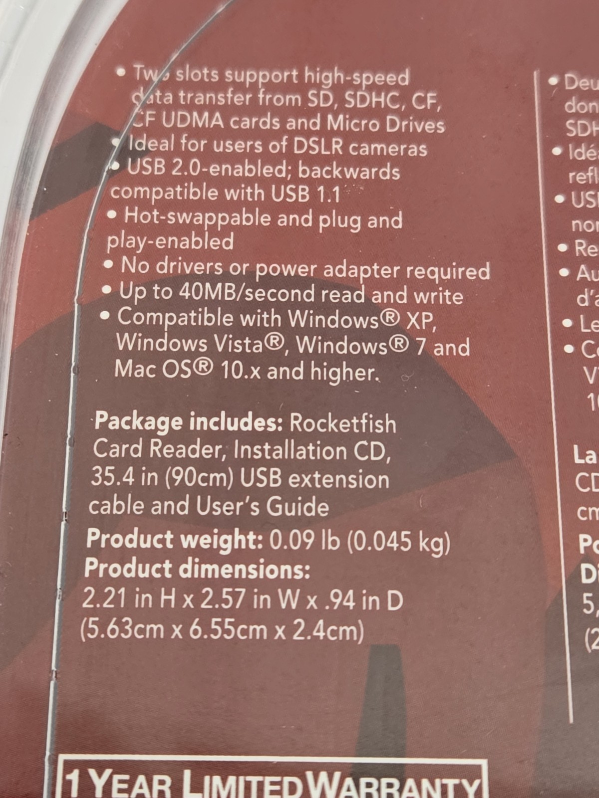 Rocketfish CF SD SDHC Card Reader RF-CRSWIVEL New