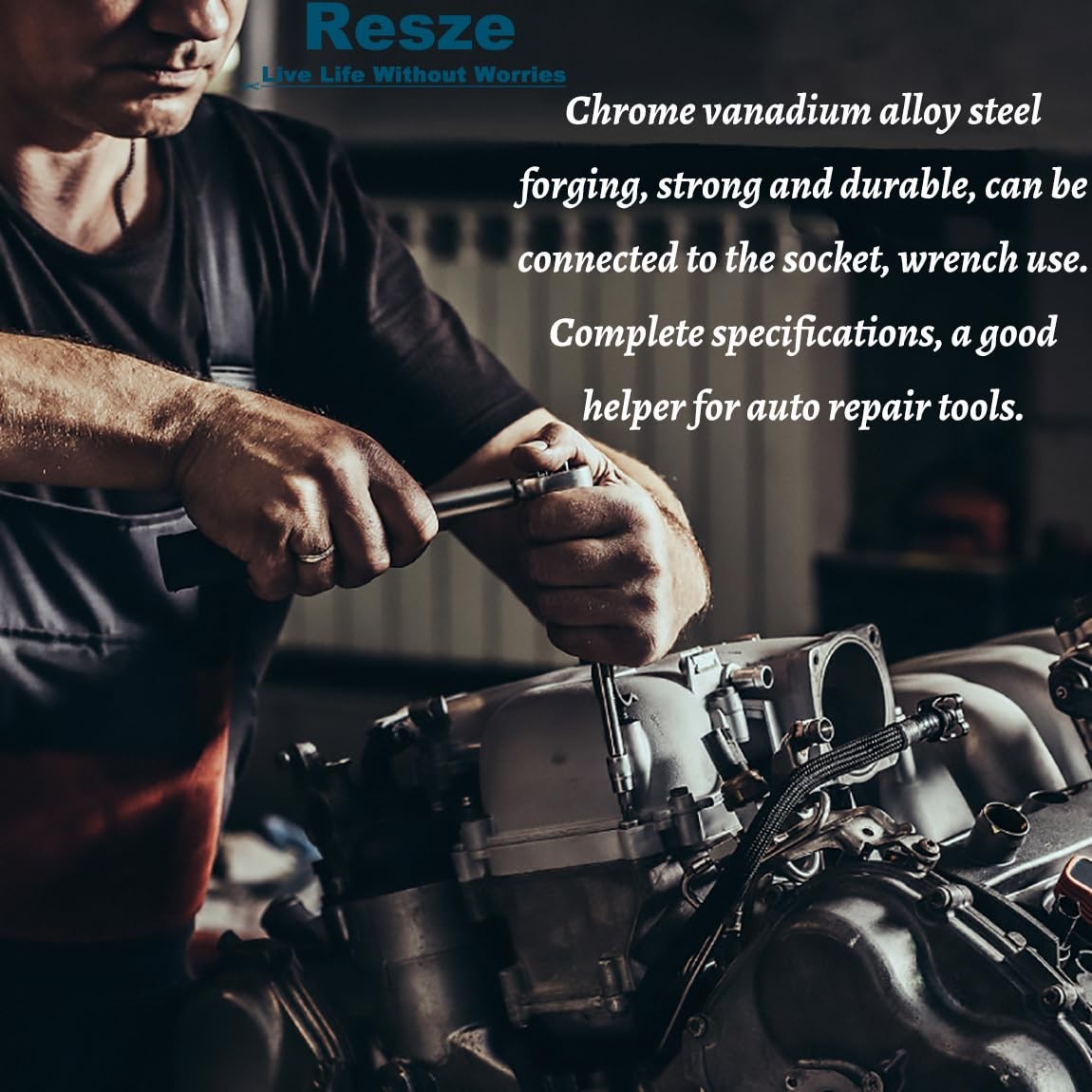 Resze 4 Pcs 1/4" Socket Extension Set, Drive Impact Bar 4pc, Sliver