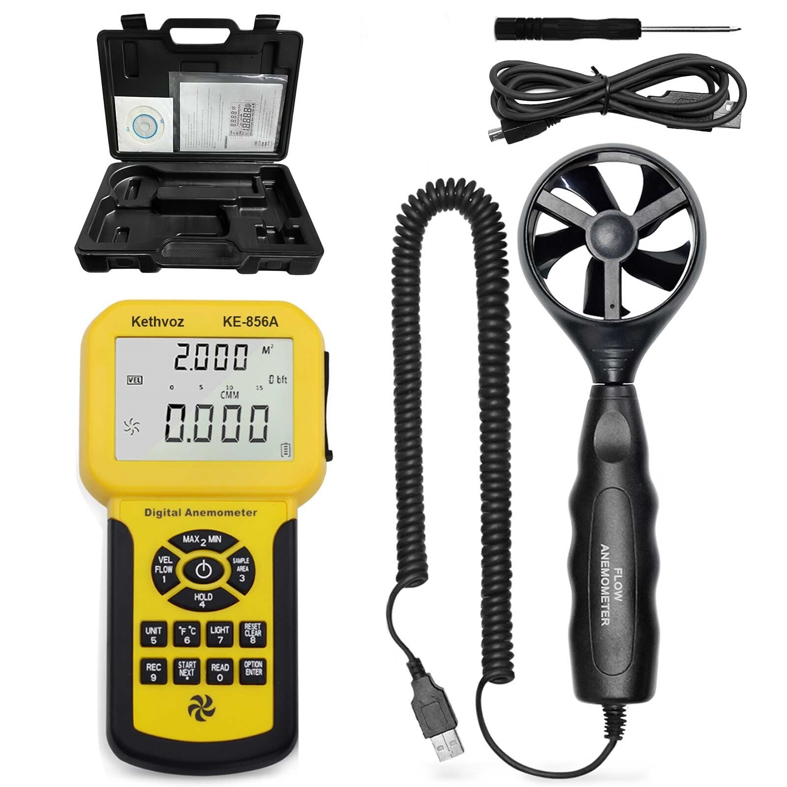 HOLDPEAK Handheld HVAC Anemometer - CFM Air Flow, Wind Speed & Velocity Meter