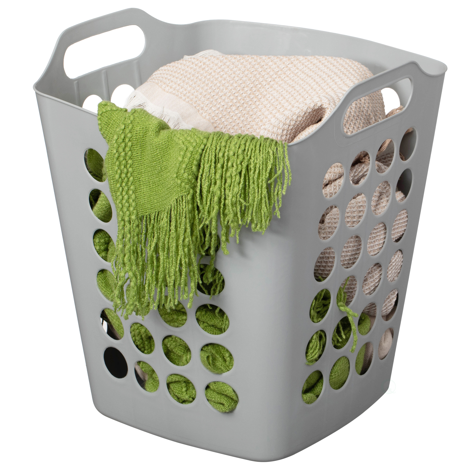 New Flexible Plastic Carry Laundry Basket Storage Hamper with Side Handle