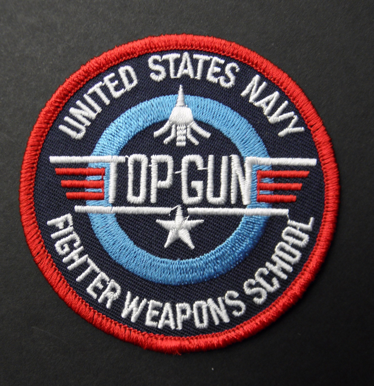 TOP GUN US NAVY WEAPONS SCHOOL EMBROIDERED PATCH 3.1 inches