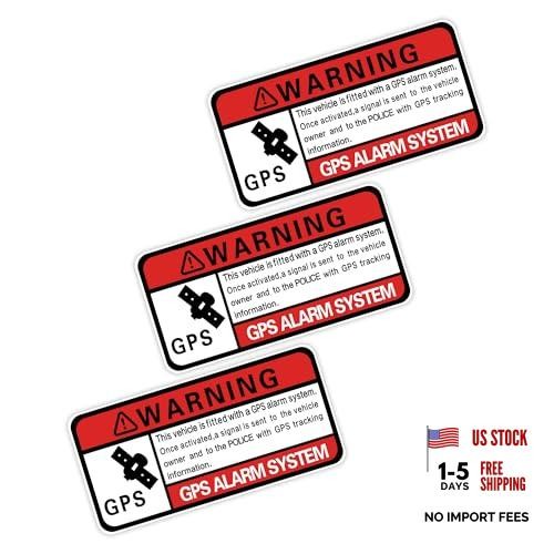 3PCS Car Stickers,Warning GPS Alarm System Anti-Theft GPS Tracking Red