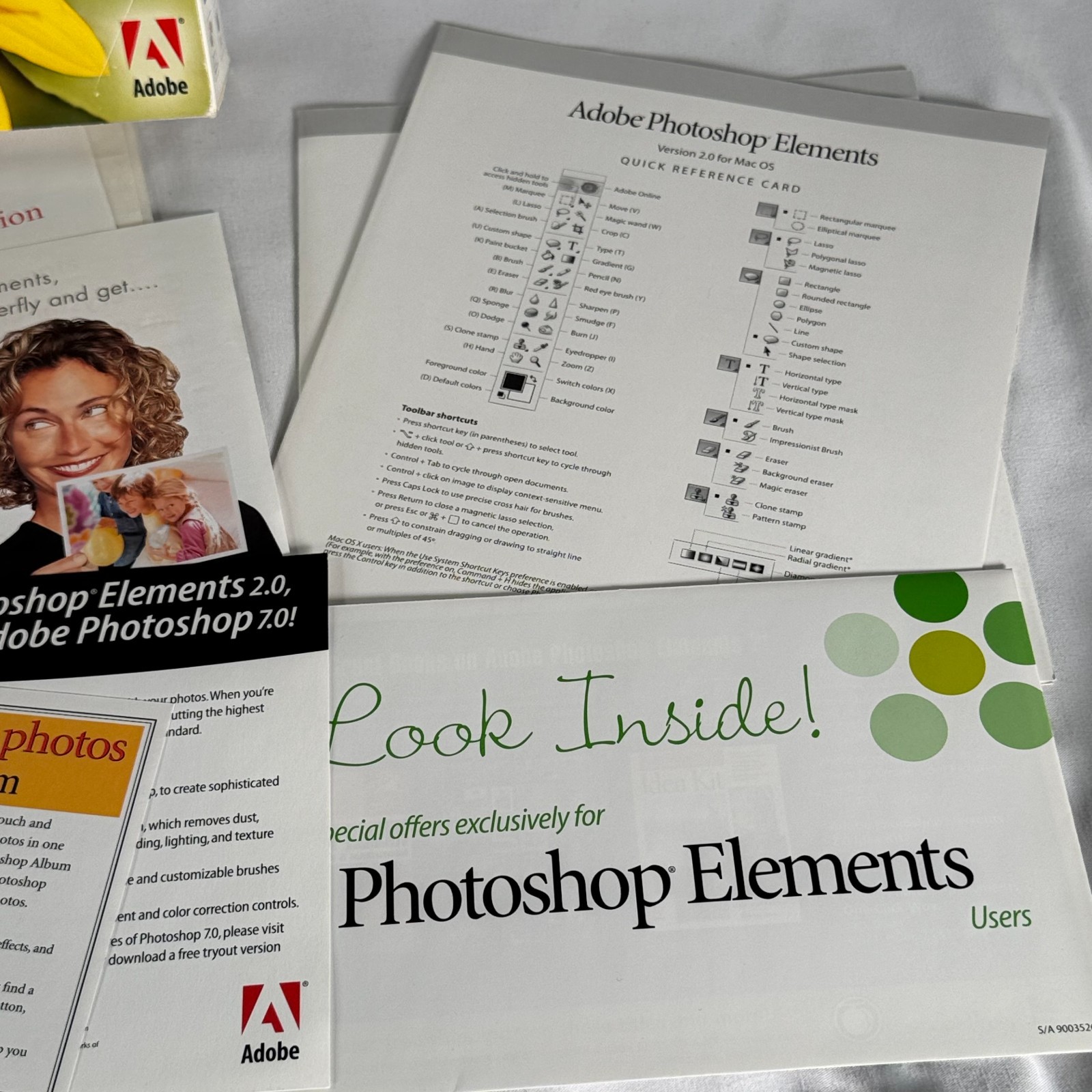 Adobe Photoshop Elements 2.0 Retail Box CD Manuals Win Mac Vintage Software Key