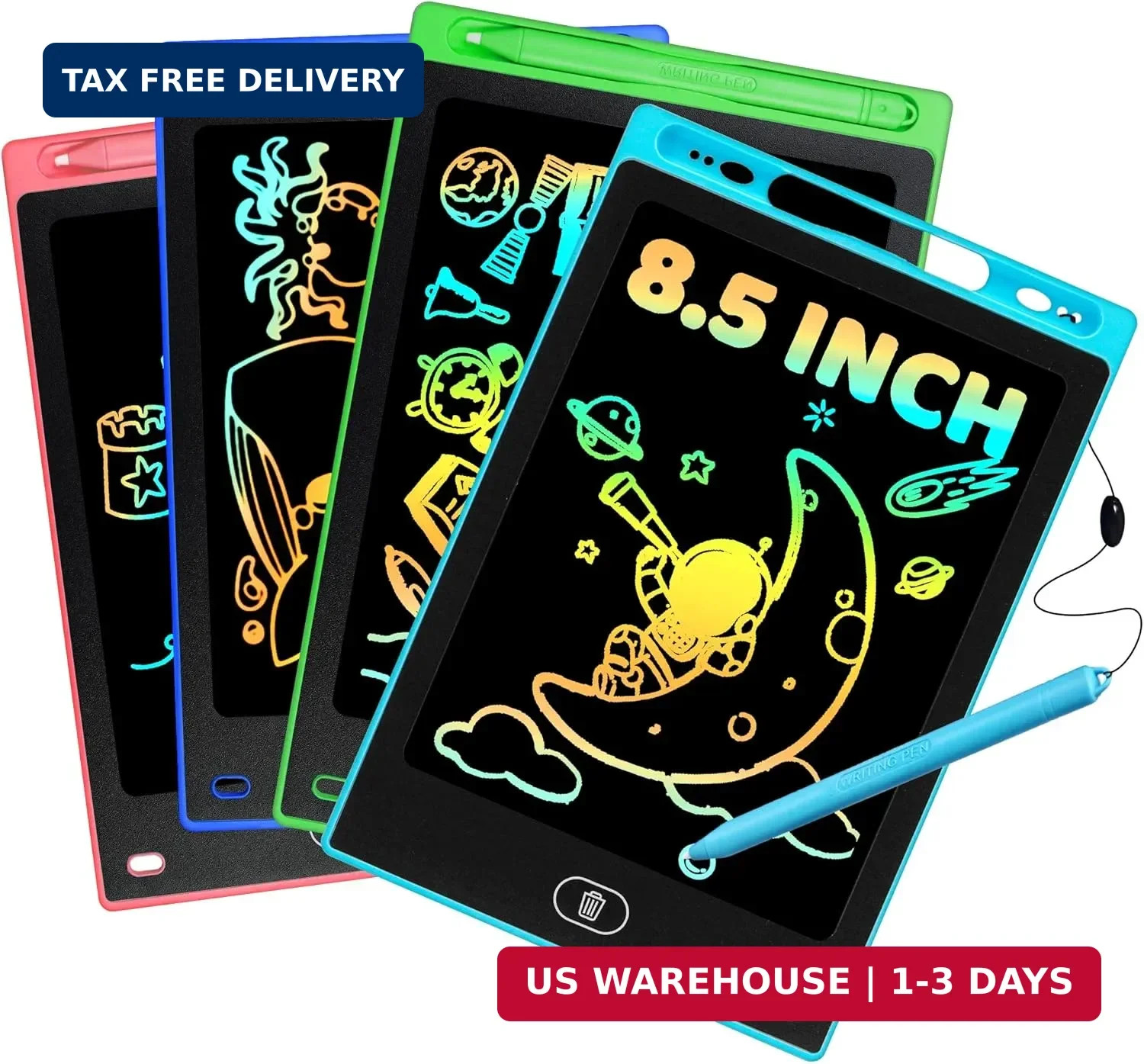 4 Pack LCD Writing Tablet for Kids, Travel Toys for Toddlers 8.5 Inch Doodle Wri