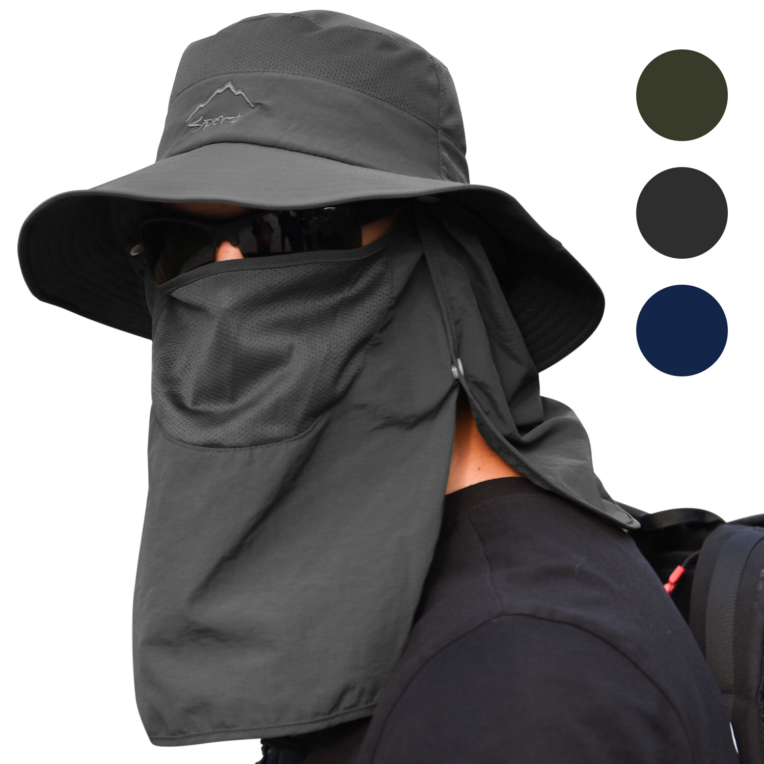 Summer UV Protection Sun Hat Baseball Cap With Neck Face Flap For Fishing Hiking