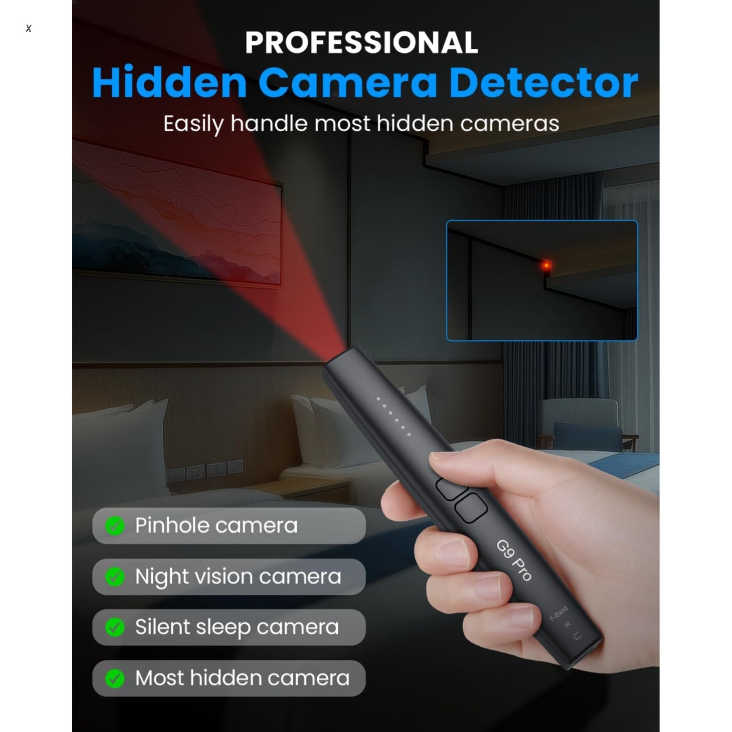 G9 Pro Hidden Camera Detector - 2025 Anti-Spy Cameras Finder Detector, GPS Tr...