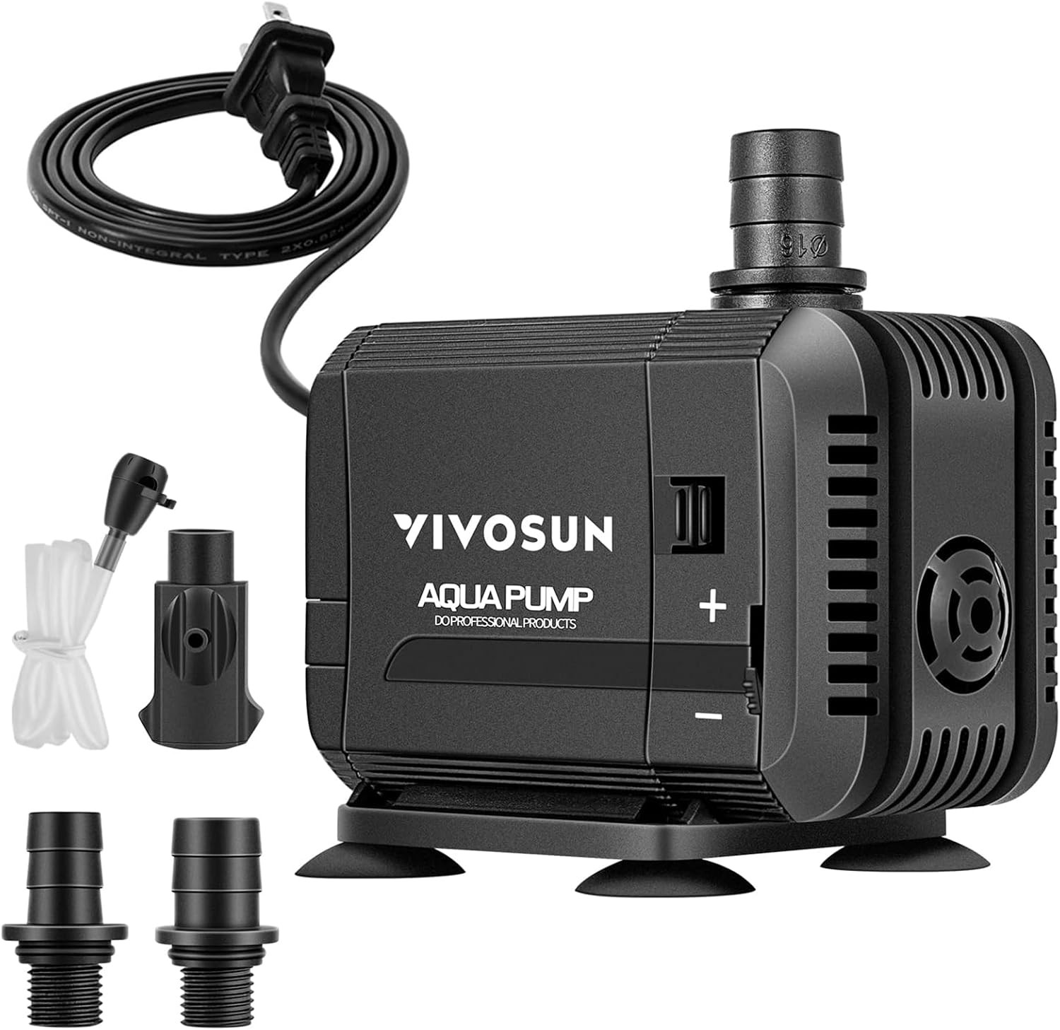 400GPH Submersible Water Pump 15W Ultra Quiet 5.2FT Lift w/3 Nozzles for Fish Po