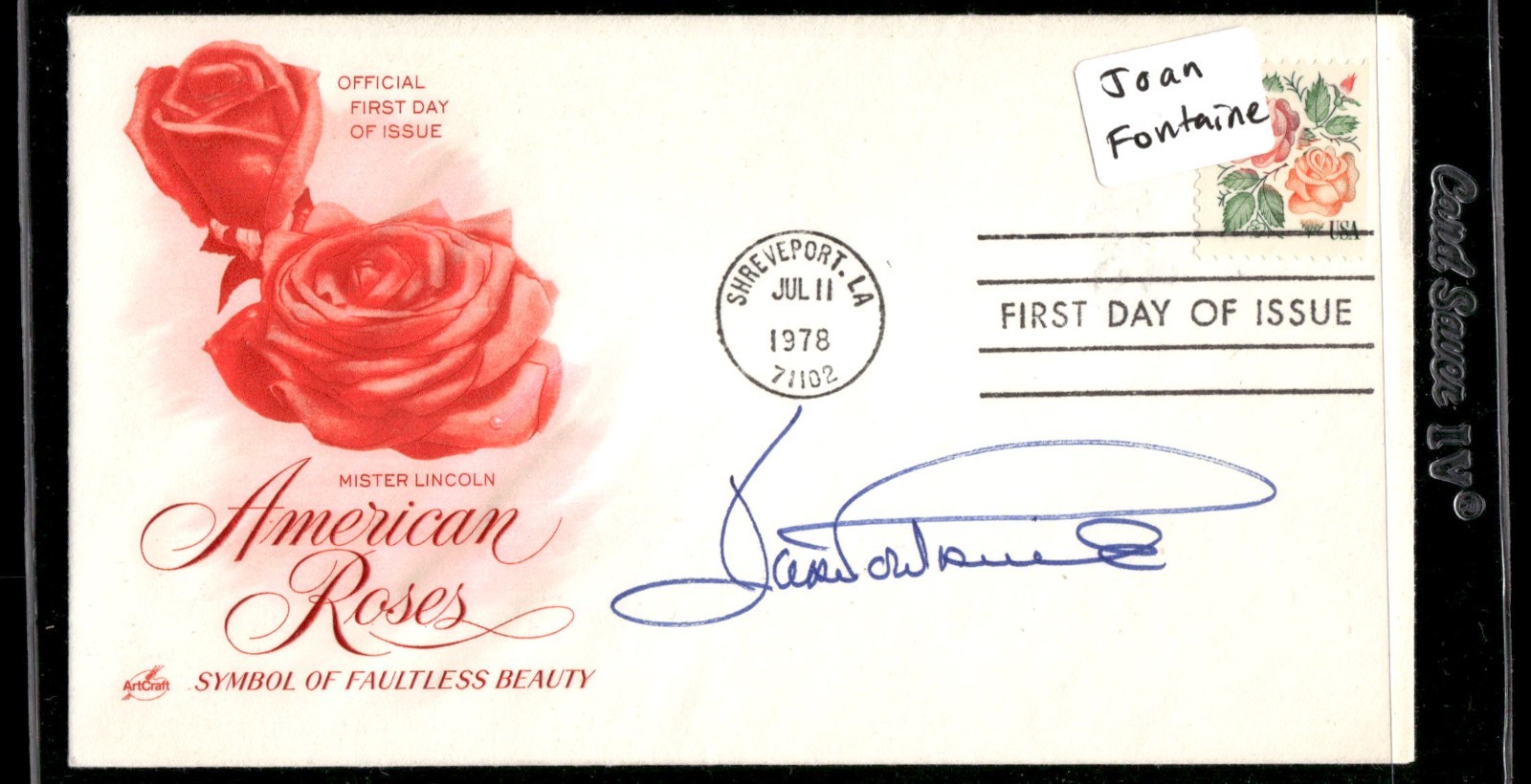 Joan Fontaine Signed 1st Day Cover AUTO ---Over 1000 Auto's First Days 4 sale
