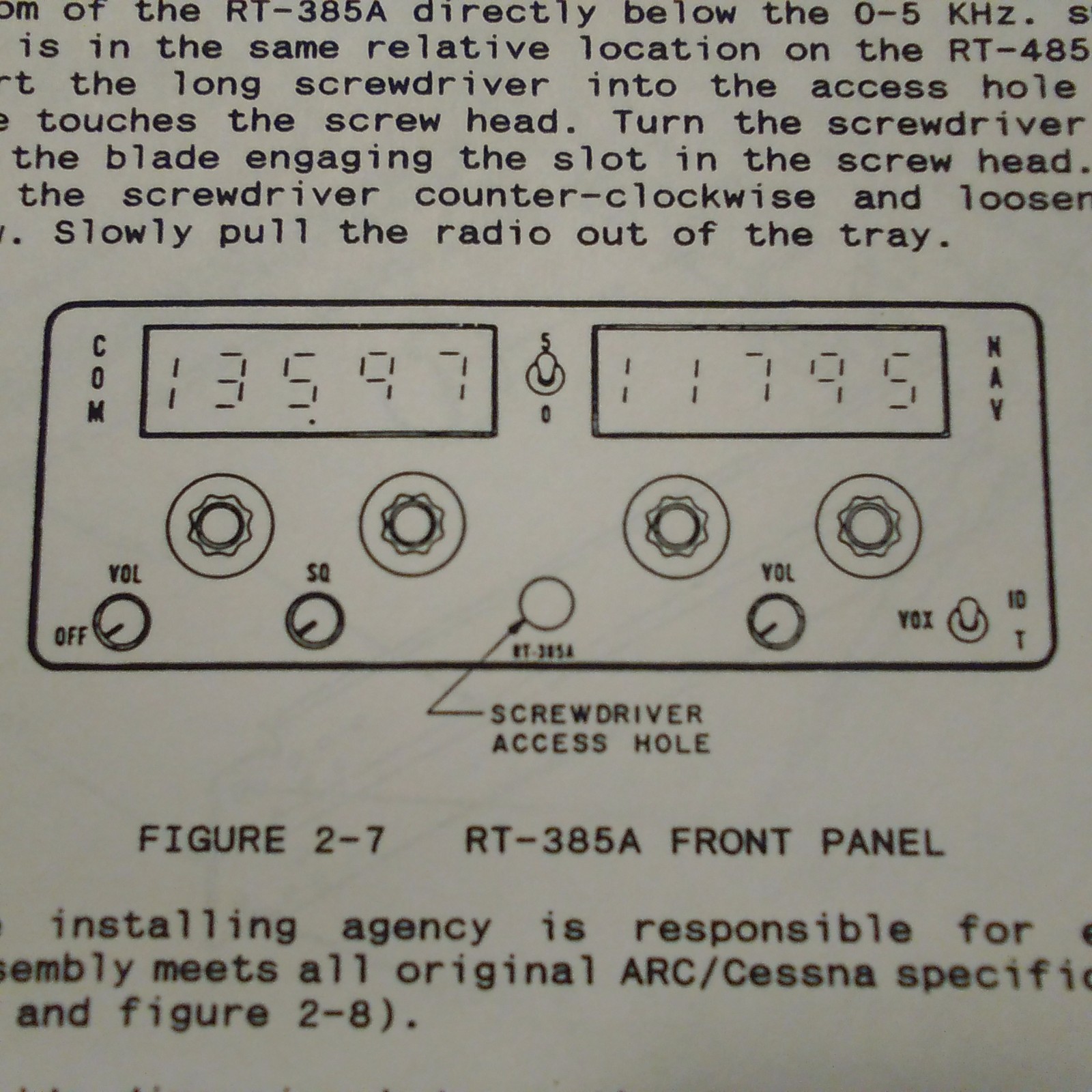 Narco Mk12E Cessna RT-385A Replacement Install Manual.