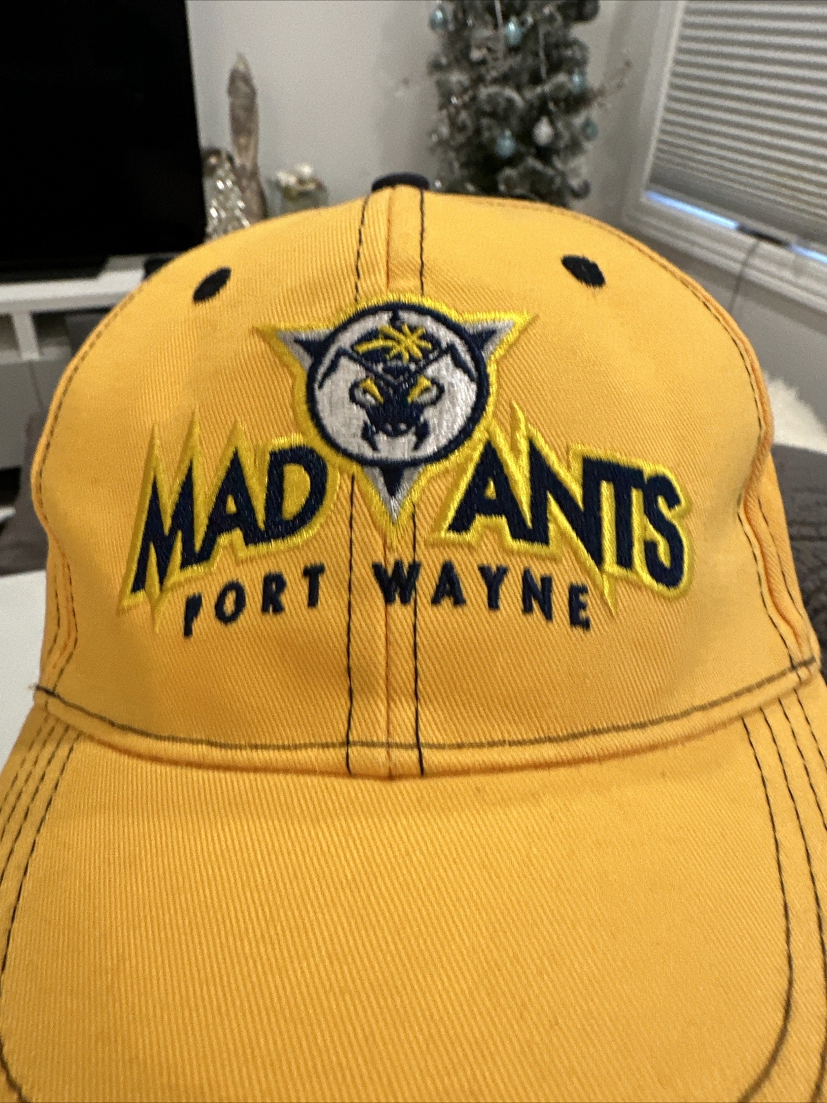 Mad Ants Fort Wayne Hat Cap Gold Yellow Navy Blue Gray Hook Loop