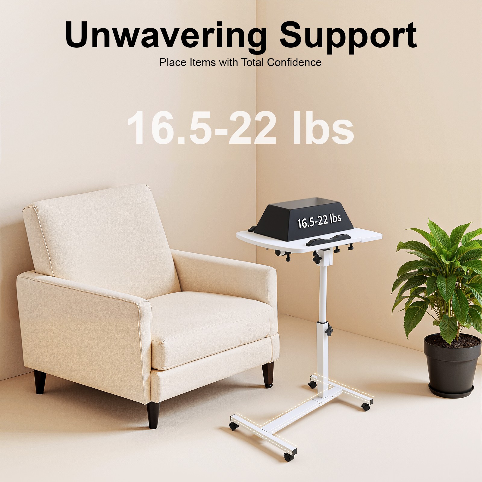 Over Bed Table Mobile Rolling Laptop Stand Computer Bedside Table Adjustable New