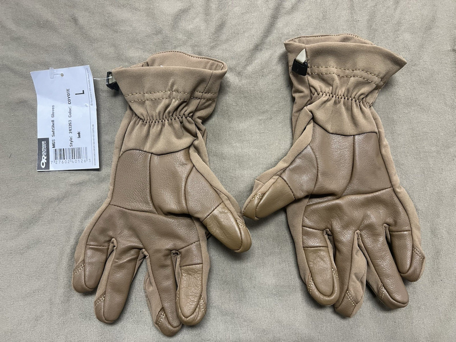 MGS Softshell Gloves -Style 243263 Color Coyote Large New