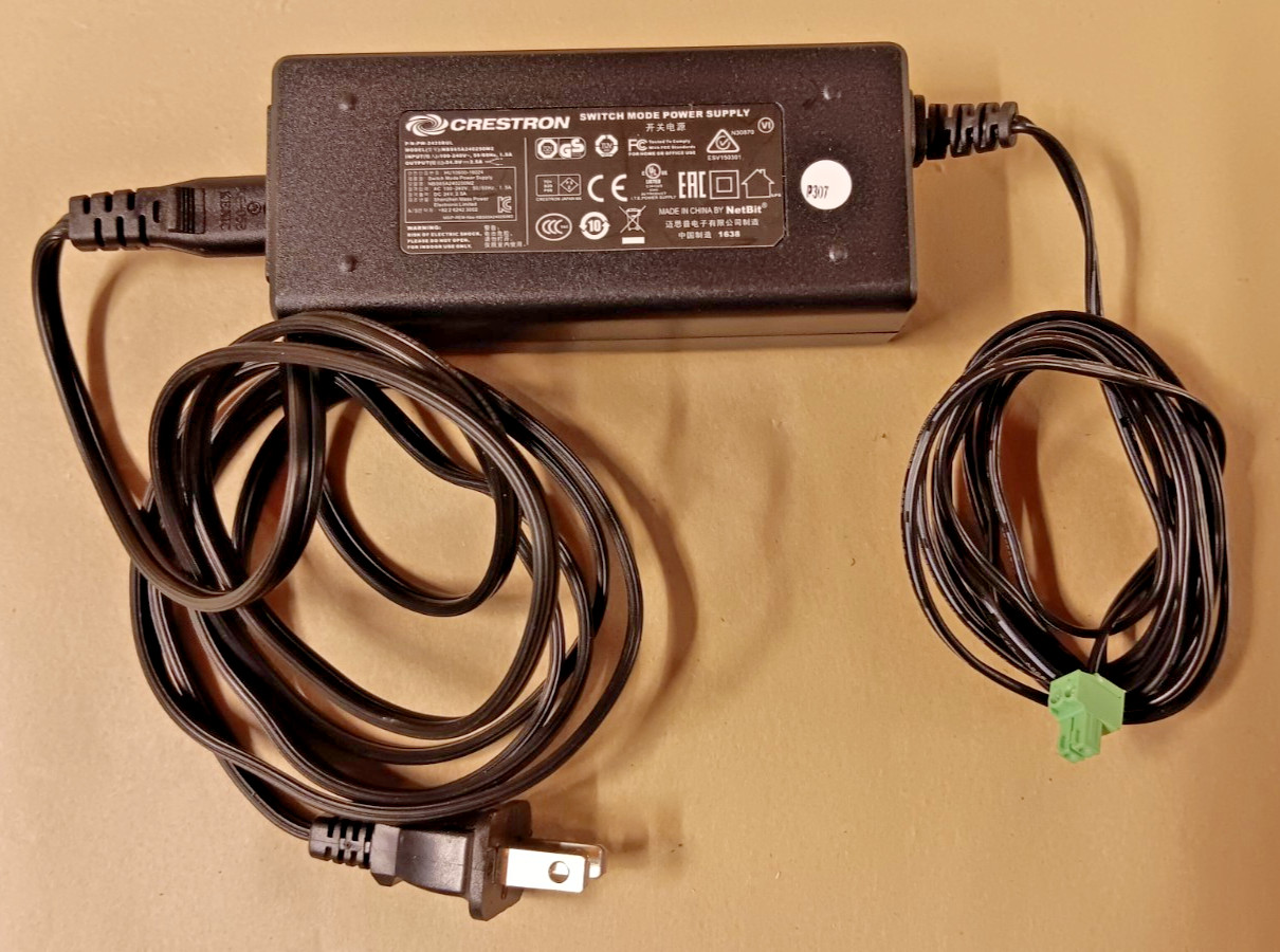 Crestron PW-2420RUL Desktop Power Pack, 24VDC, 2.5A, Flying Leads, Universal