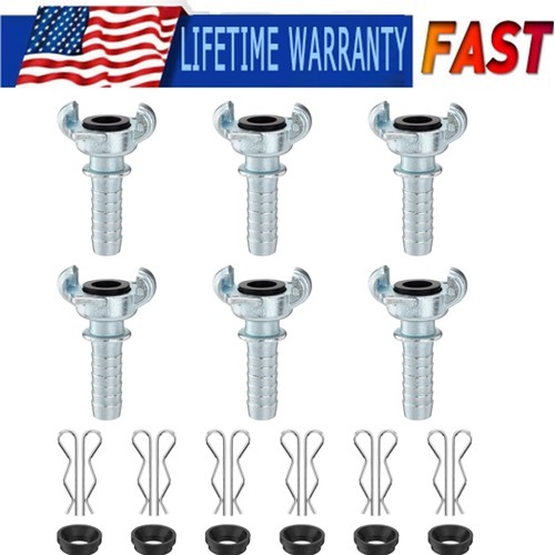 6 PCS 3/4" NPT Iron Air Hose Fitting Universal Coupling For Hose End