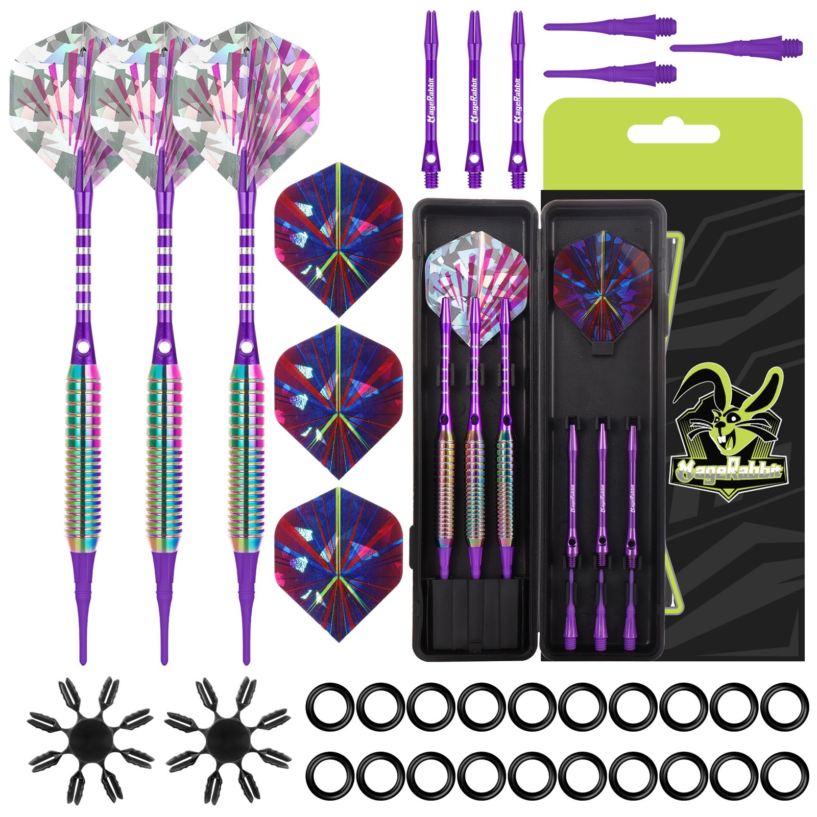 Darts Plastic Tip 3pcs with Extra Accessories, Professional Soft Tip Dart for El