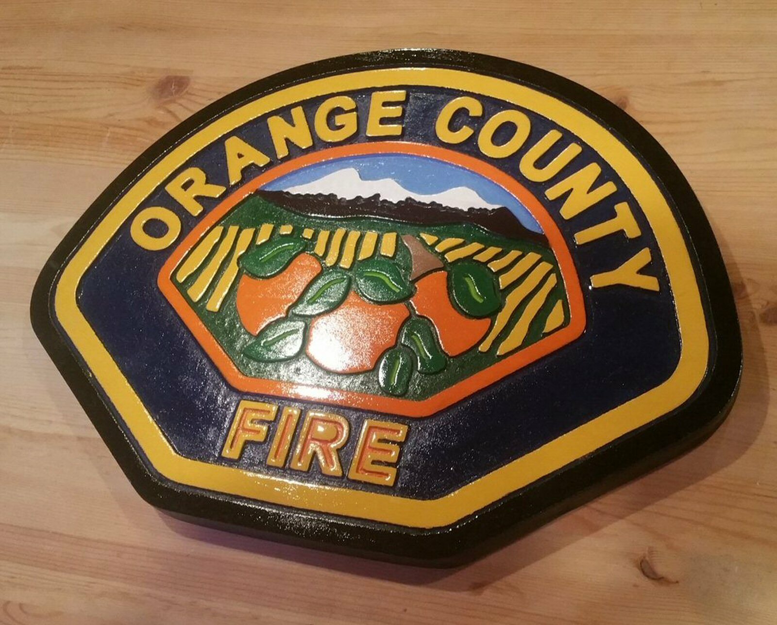 Fire Department Orange County California 3D routed wood patch plaque sign