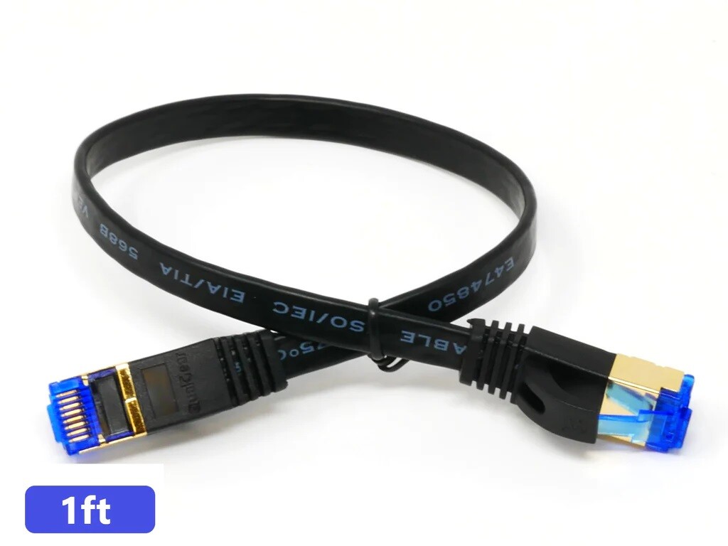 CAT 7 High-Speed Ethernet Cable - Black, Flat