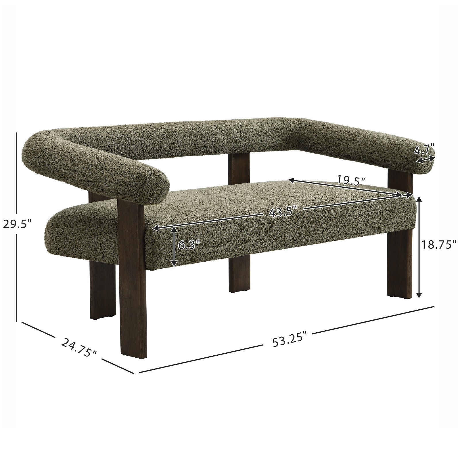 Modern Fabric Loveseat Sofa Bench Upholstered 2-Seat Armchair LivingRoom Bedroom