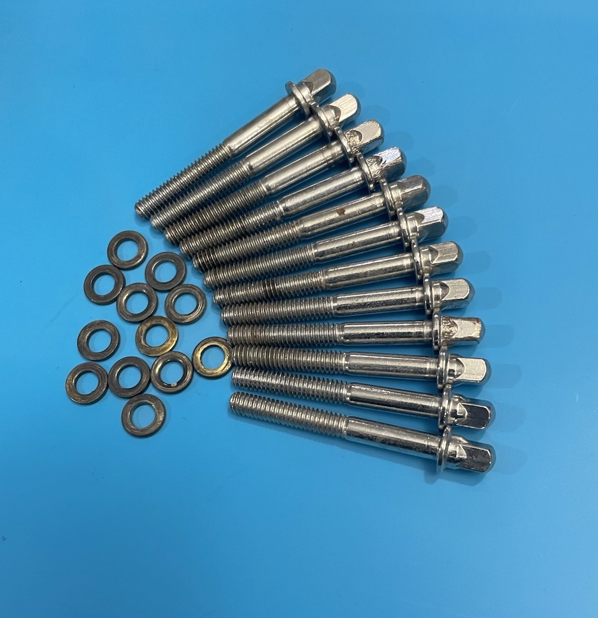 Ludwig 60s 70s Vintage Tom Drum Snare 2” Tension Rod Set 12 Rods & Brass Washers