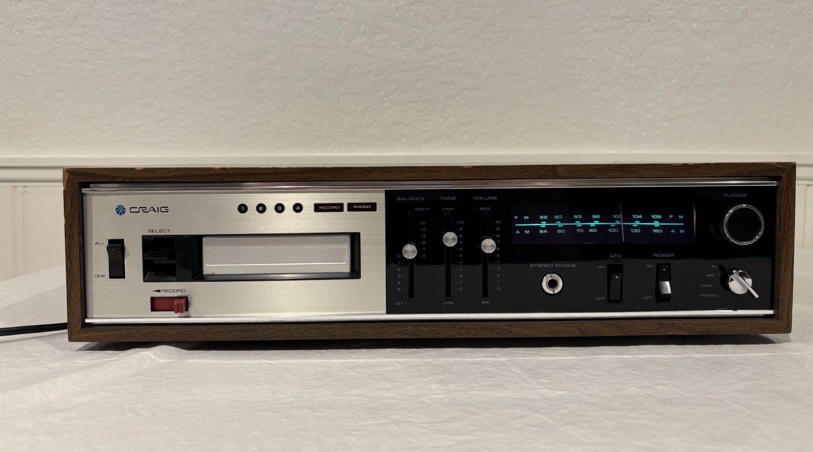 Craig 3303 AM/FM Stereo Receiver 8-Track Player Recorder Japan - Tested Works
