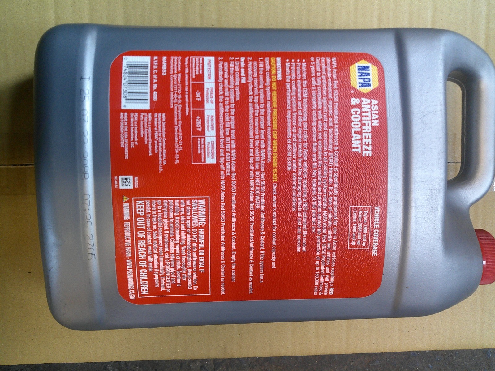 NAPA NARB53 ASIAN ANTIFREEZE & COOLANT