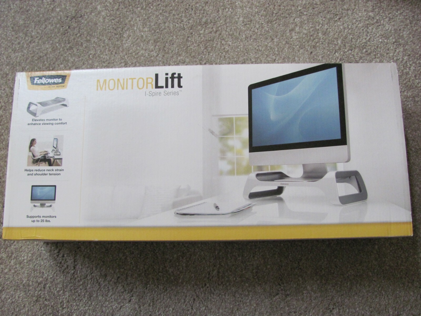 Brand New Fellowes I-Spire Series Monitor Lift up to 11kg White/Gray (CRC 93111)