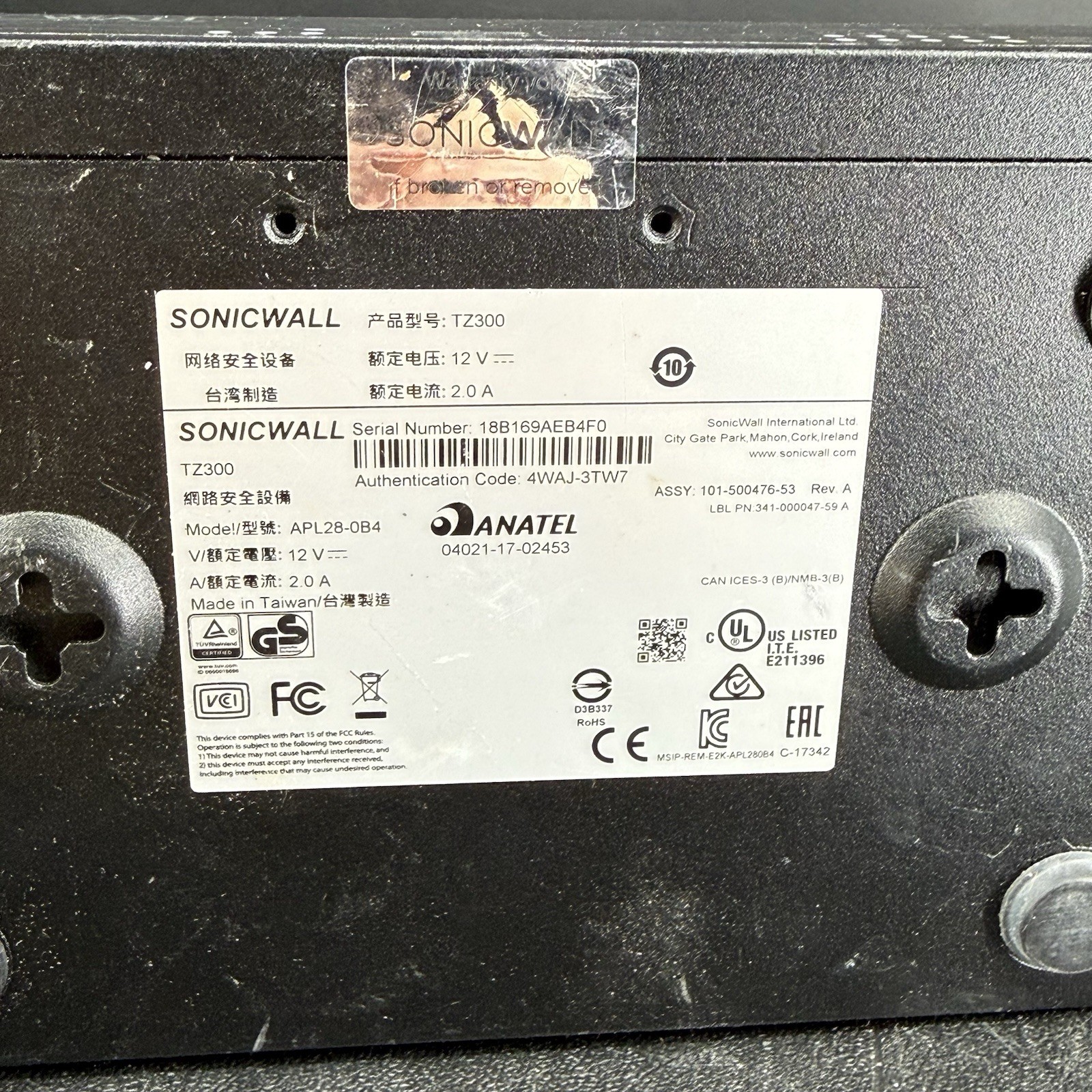 SonicWALL TZ300 Network Security Appliance Firewall Router - APL280B4