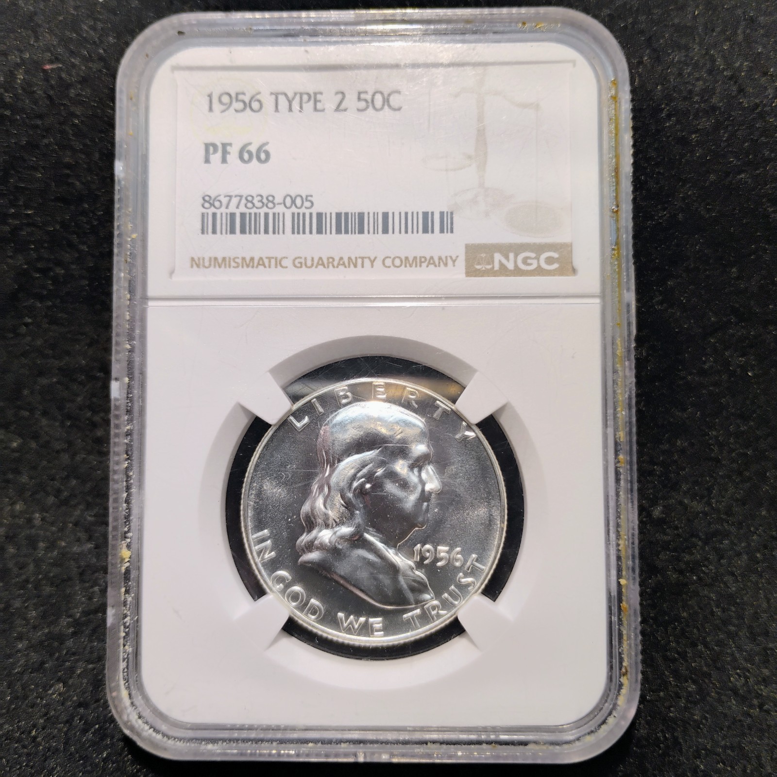 1956 TYPE 2 ~ FRANKLIN HALF DOLLAR ~ NGC PF66