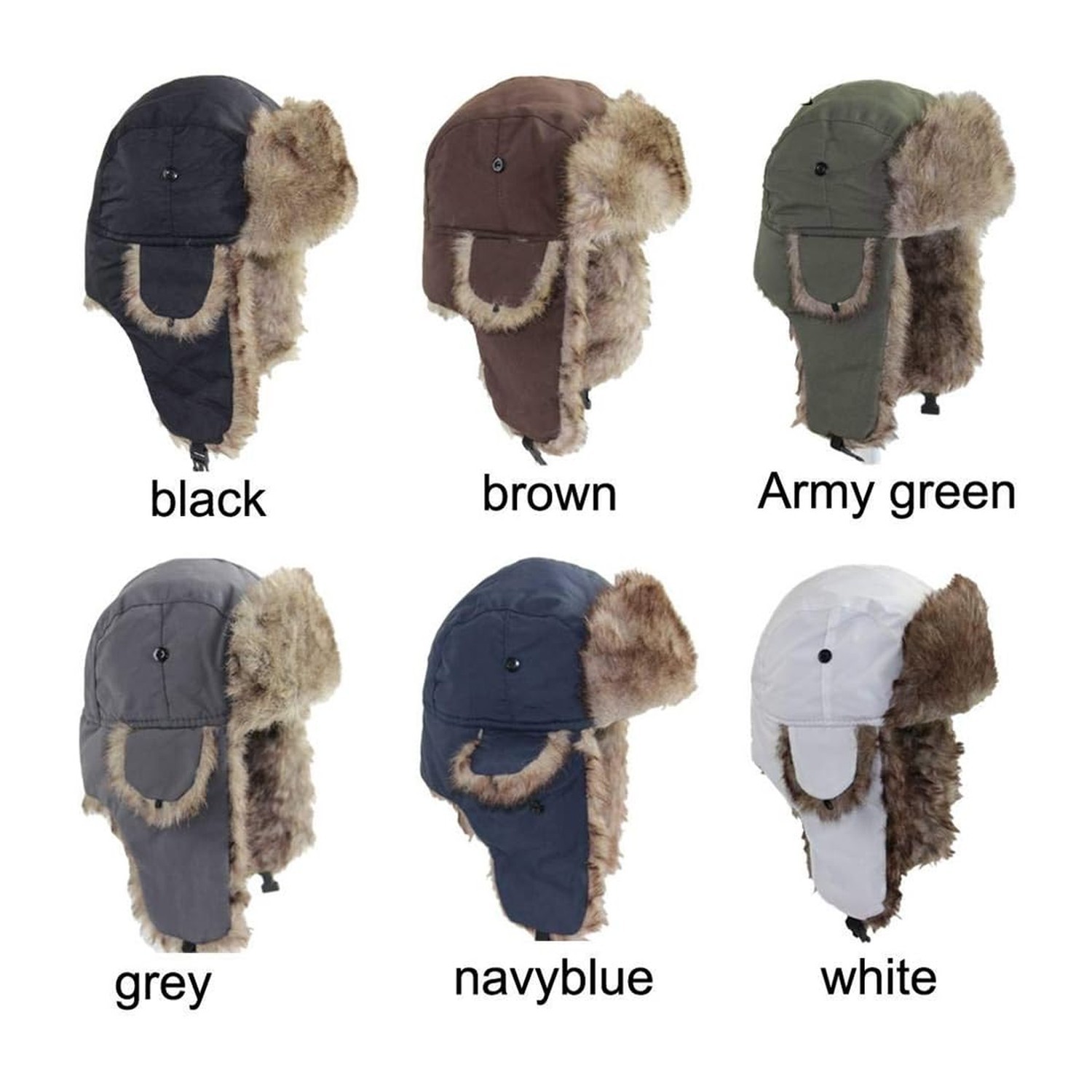 Lukitty Trapper Warm Russian Trooper Hat Winter Skiing Cap Women Men Windproof