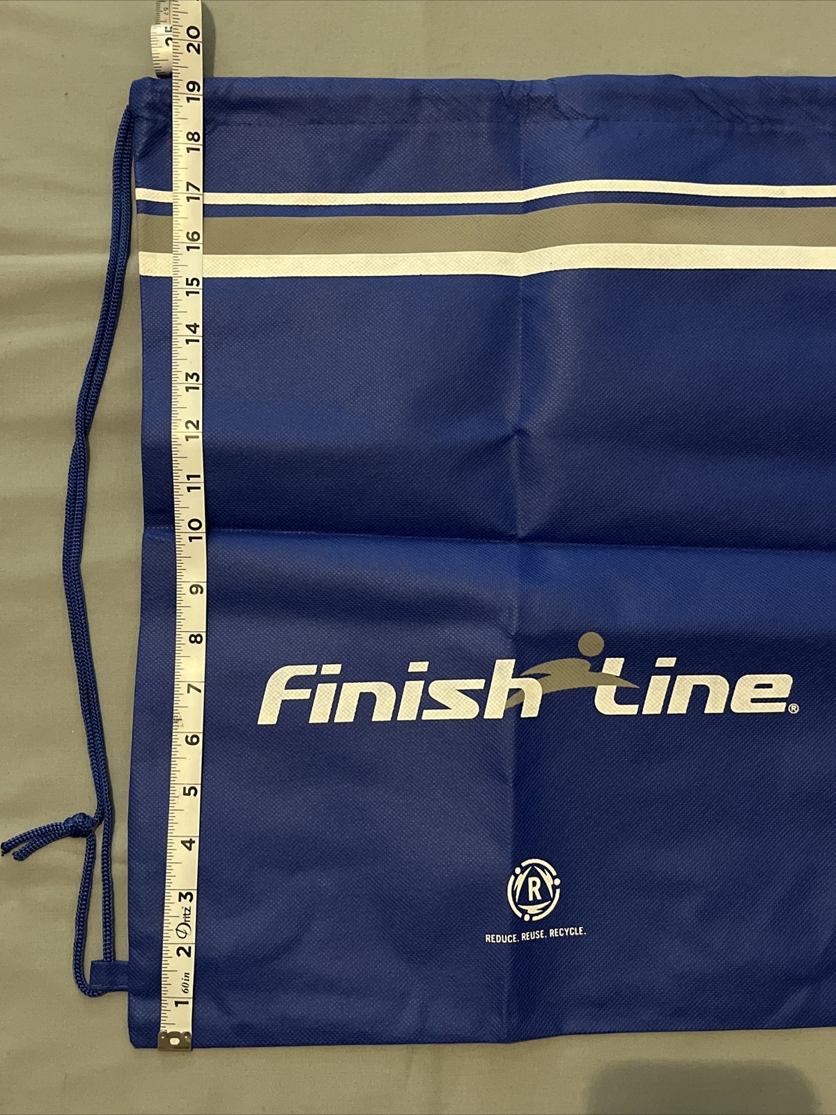 New Finish Line Shoe Store ECO Bag Reusable Drawstring Backpack NWT 19”x15”