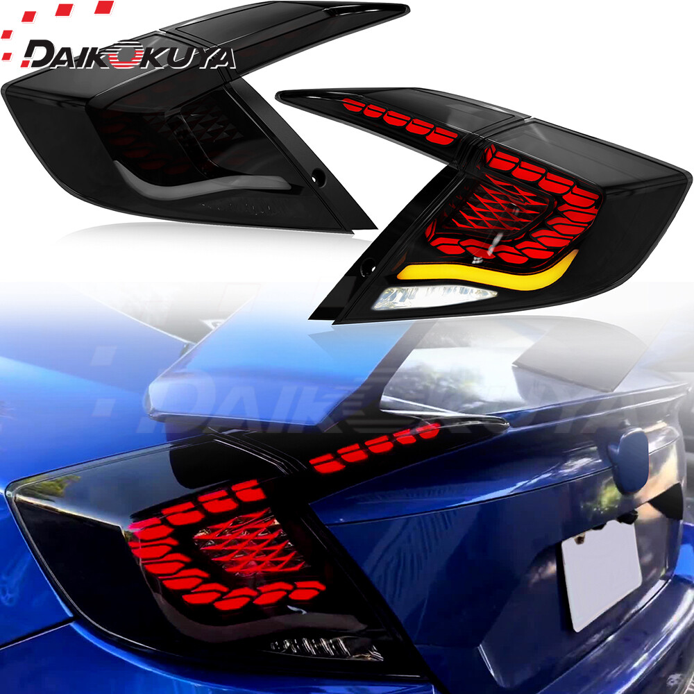 LED Tail Lights For 2016-19 20 21 Honda Civic 10th Gen Sedan w Starting Animated