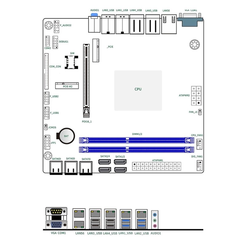 Two DDR4 Industrial Board 10 SATAs RAIDs Support 6x2.5GbE Servers Routers Build