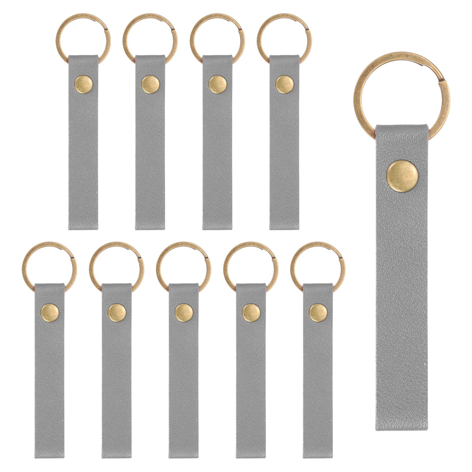 10 Pcs PU Leather Laser Engraving Keychain Blanks (Gray, 4.5" x 0.6")