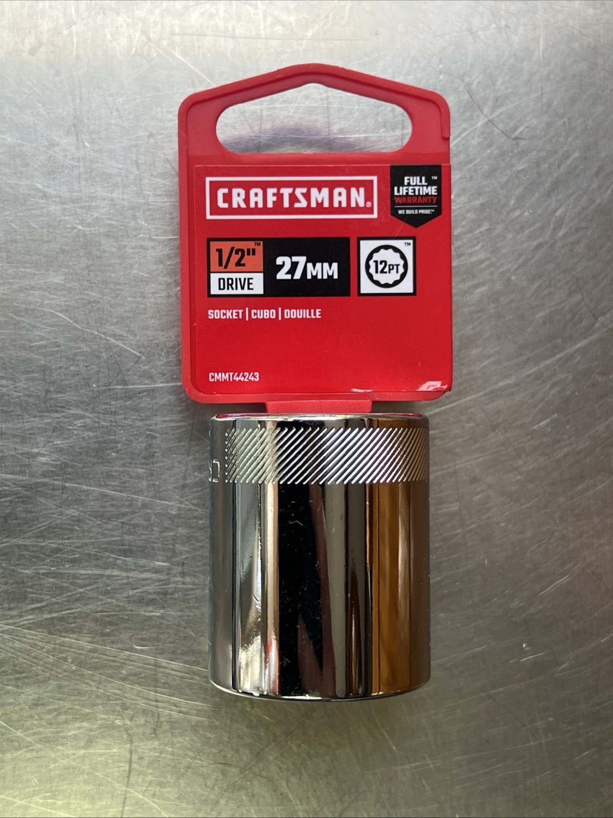 NEW! CRAFTSMAN Shallow Socket, Metric, 1/2-Inch Drive, 27mm, 12-Point CMMT44243
